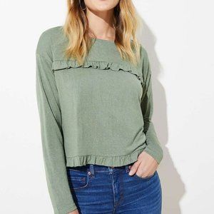 Loft Cropped Ruffle Tee | Small